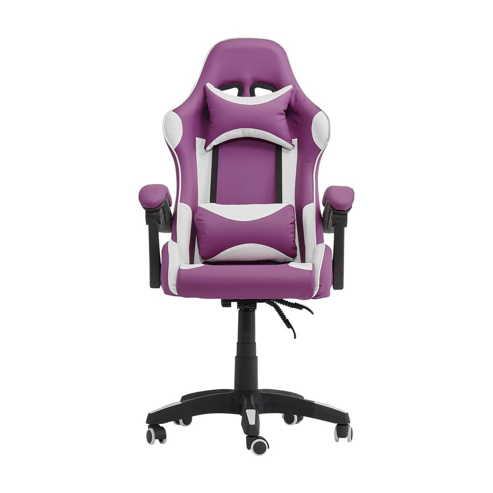 CorLiving Ravagers Gaming Chair in Purple and White Purple. Picture 1