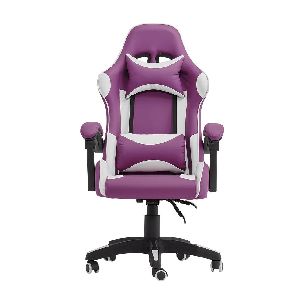 CorLiving Ravagers Gaming Chair in Purple and White Purple. Picture 2
