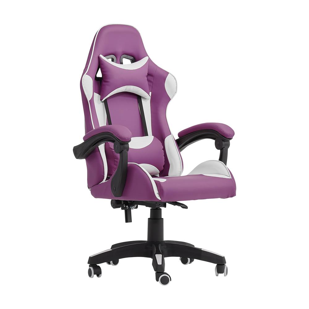 CorLiving Ravagers Gaming Chair in Purple and White Purple. Picture 3