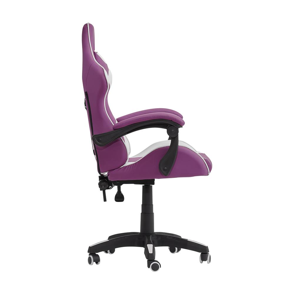 CorLiving Ravagers Gaming Chair in Purple and White Purple. Picture 6