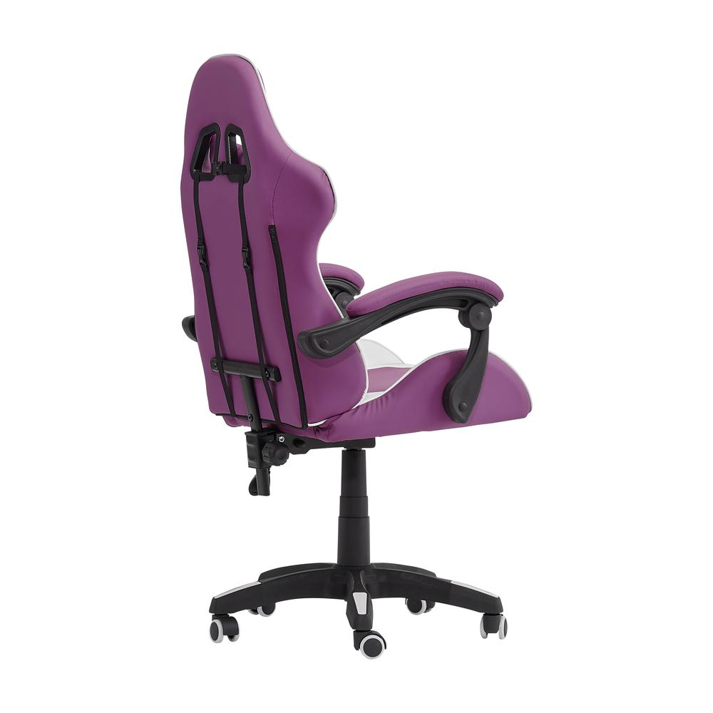 CorLiving Ravagers Gaming Chair in Purple and White Purple. Picture 7