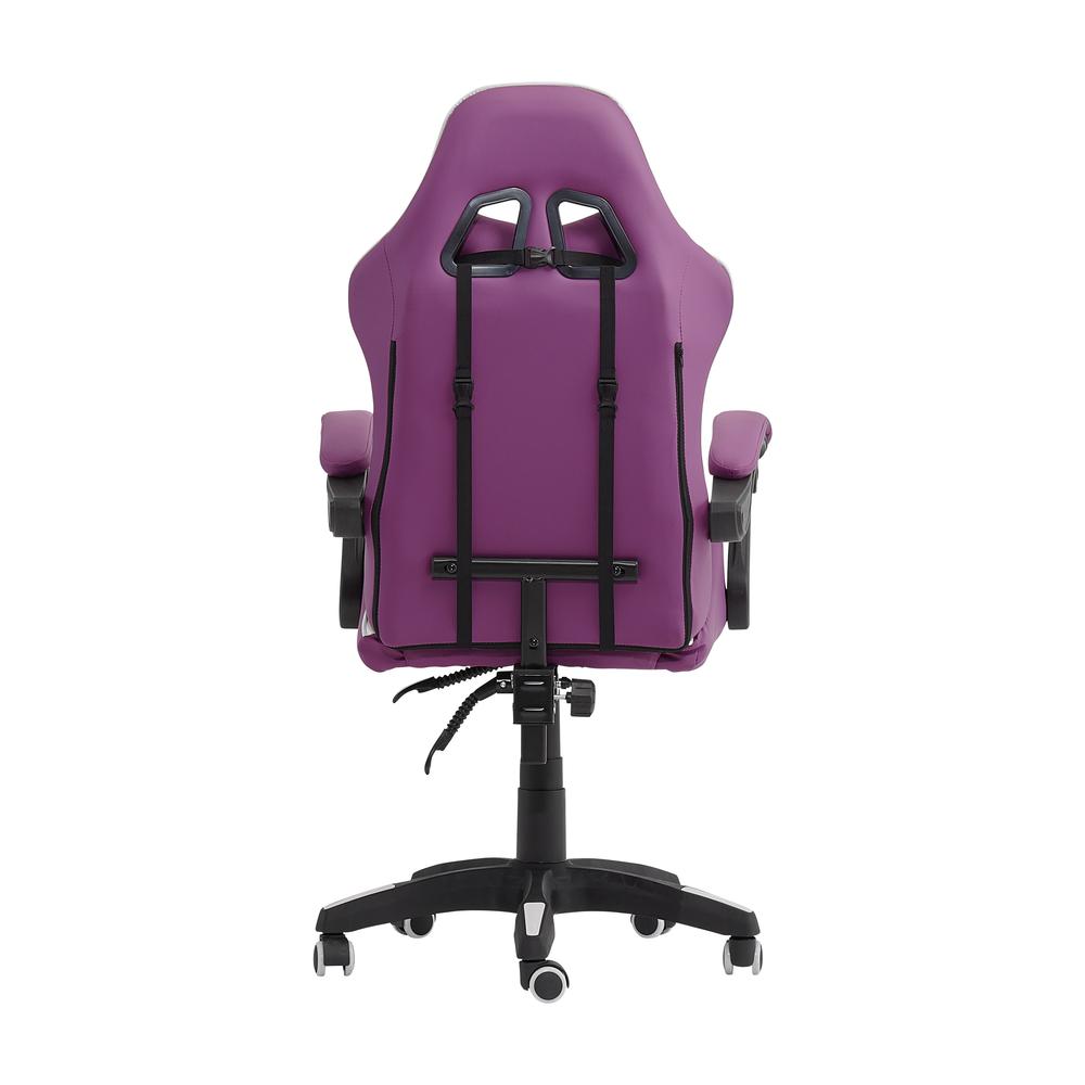 CorLiving Ravagers Gaming Chair in Purple and White Purple. Picture 8