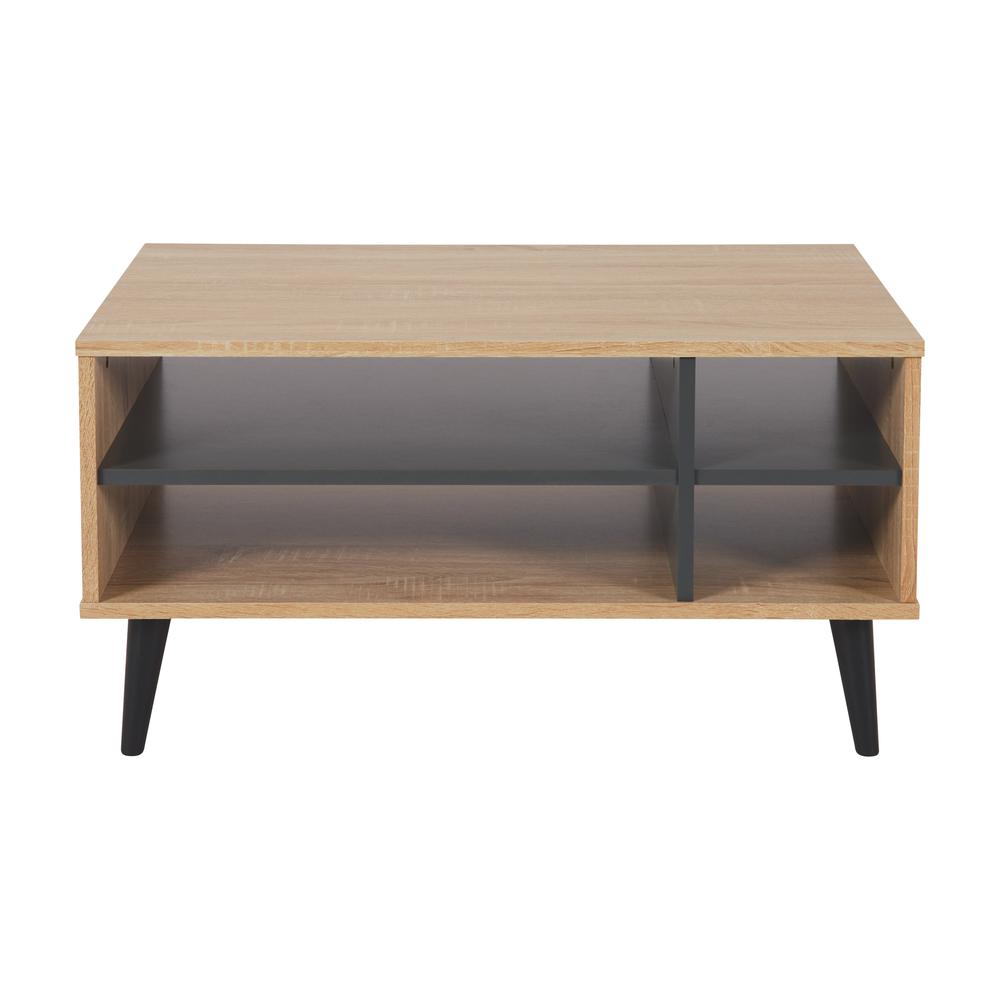 CorLiving Rectangle Coffee Table with Storage Light Wood. Picture 1