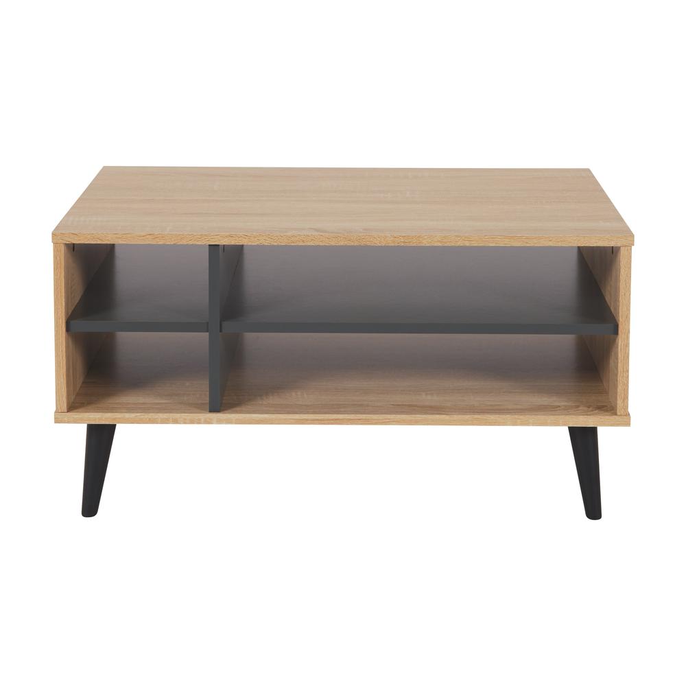 CorLiving Rectangle Coffee Table with Storage Light Wood. Picture 4