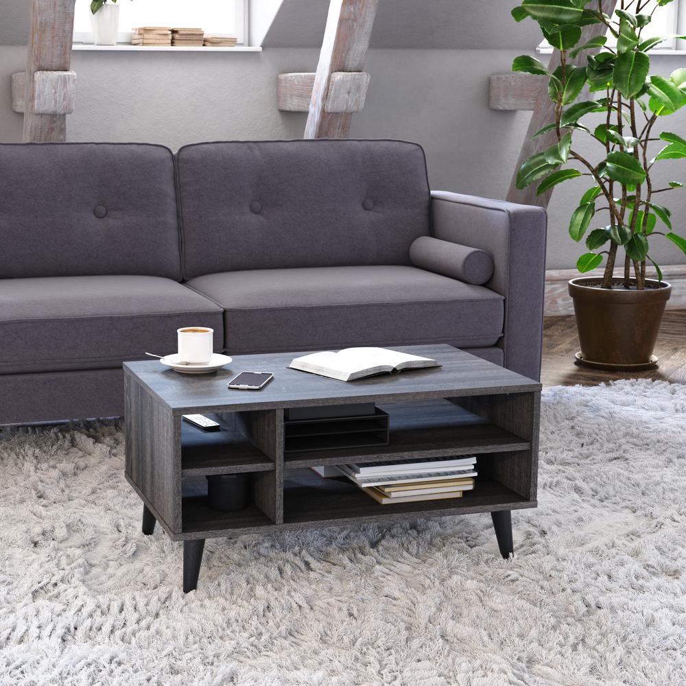 CorLiving Rectangle Coffee Table with Storage Dark Grey. Picture 6