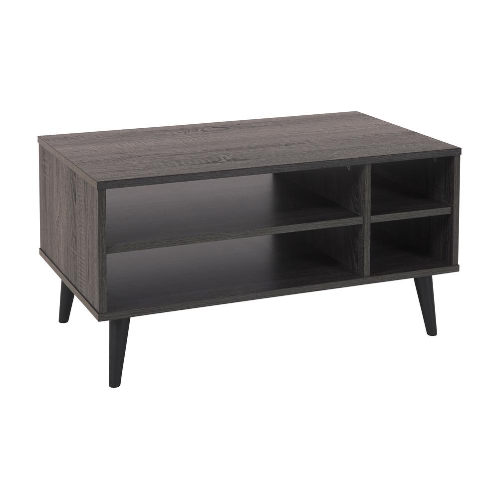CorLiving Rectangle Coffee Table with Storage Dark Grey. Picture 2
