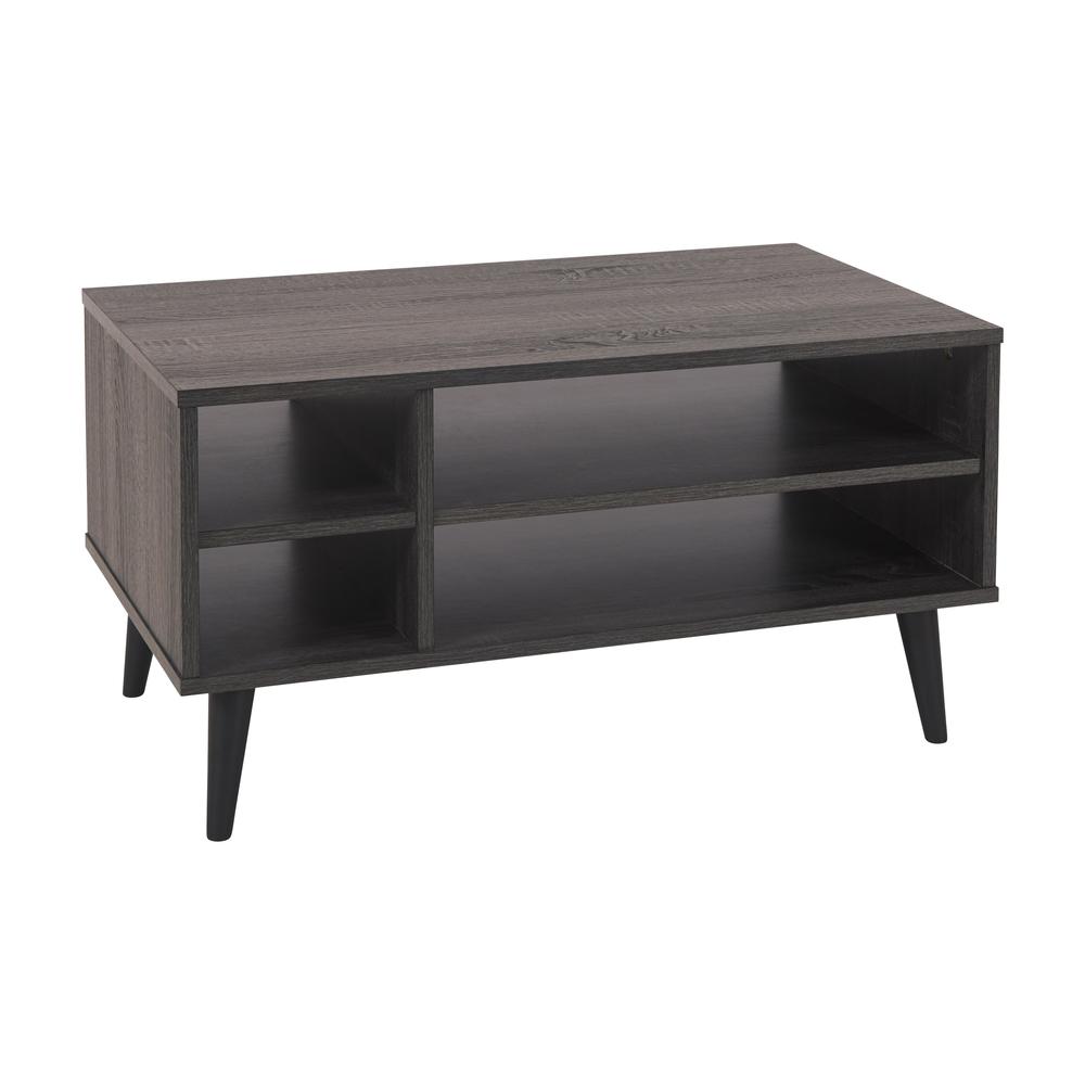 CorLiving Rectangle Coffee Table with Storage Dark Grey. Picture 5
