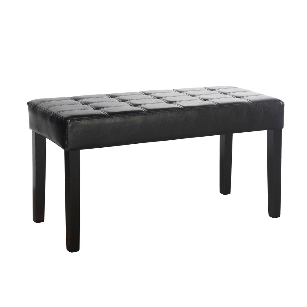 California 24 Panel Bench in Black Leatherette. Picture 1