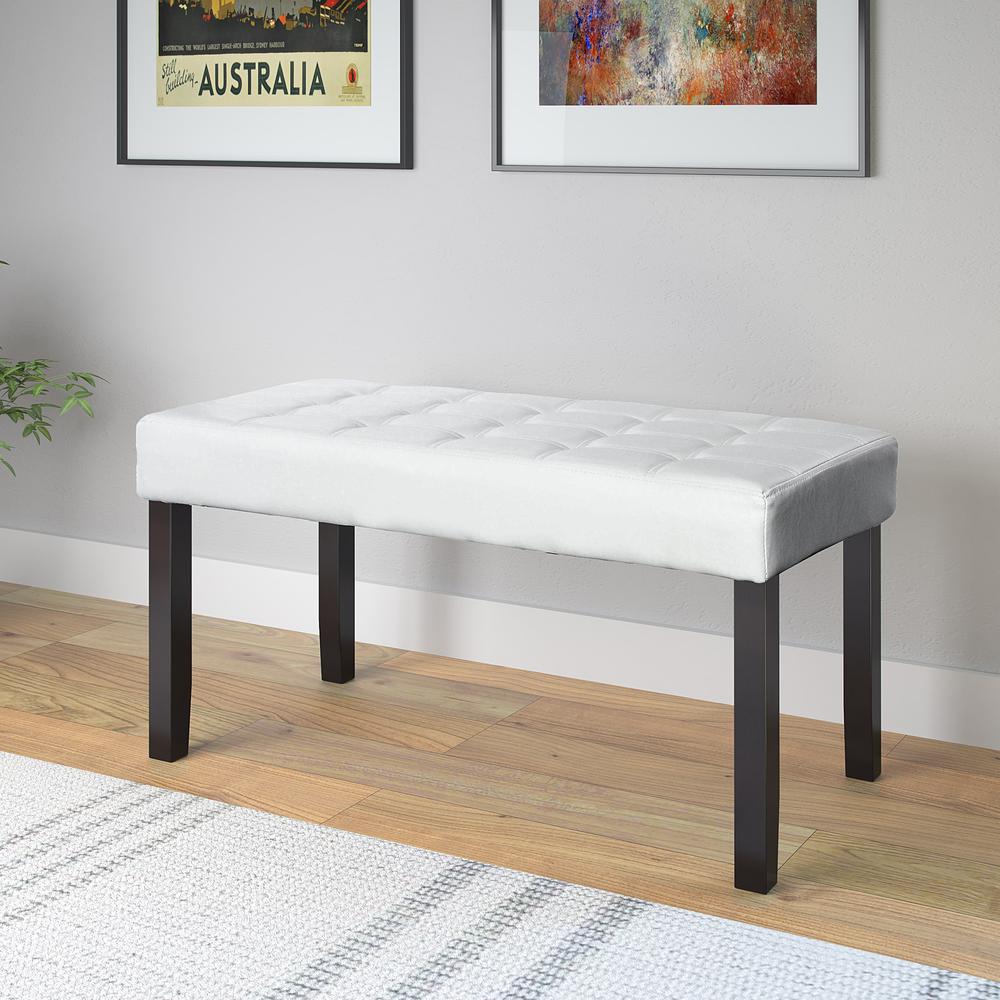 California 24 Panel Bench in White Leatherette. Picture 3