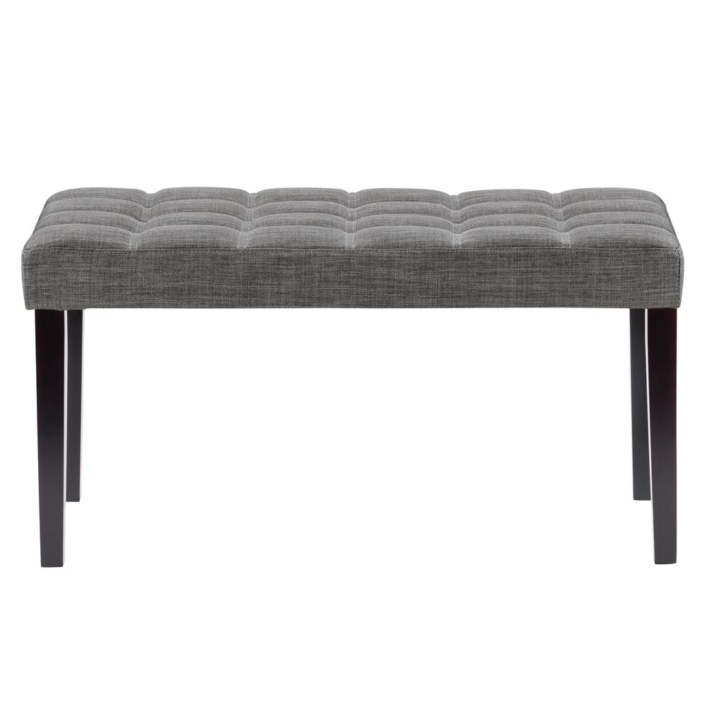 CorLiving California Fabric Tufted Bench, Dark Grey. Picture 1