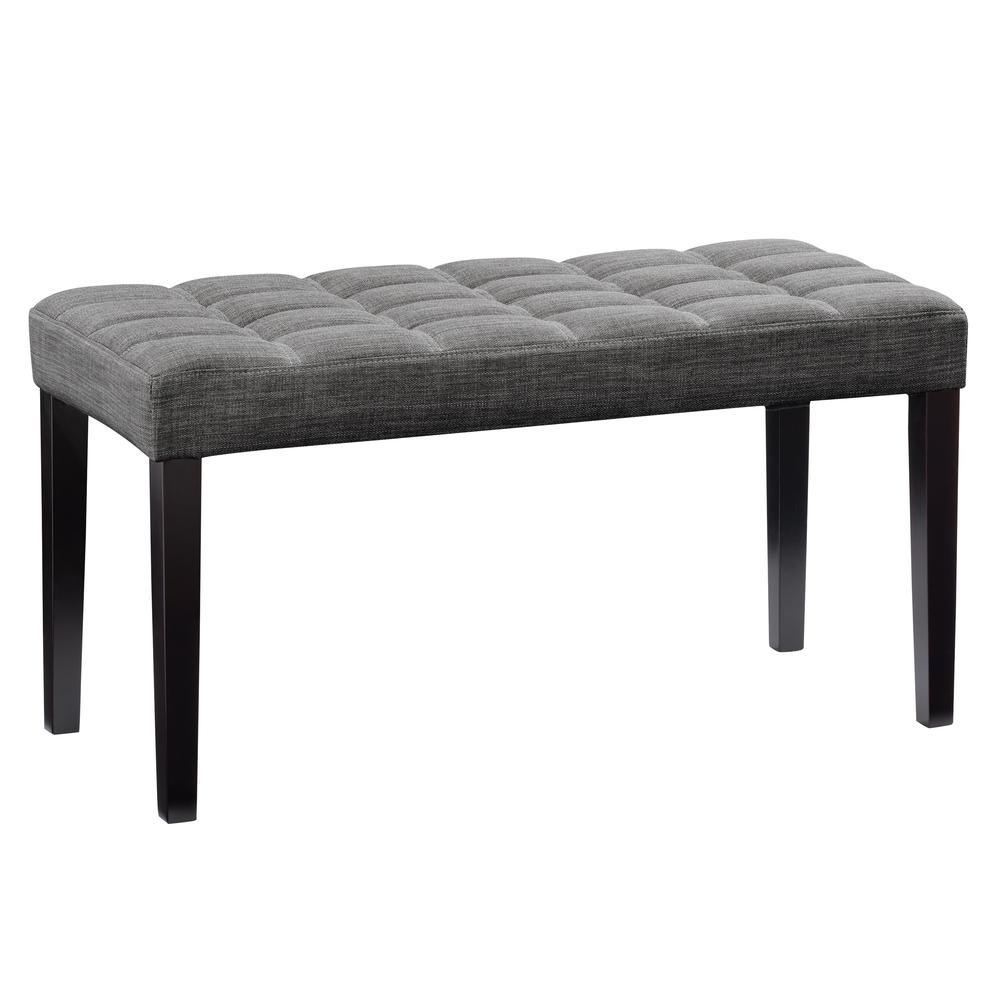 CorLiving California Fabric Tufted Bench, Dark Grey. Picture 3