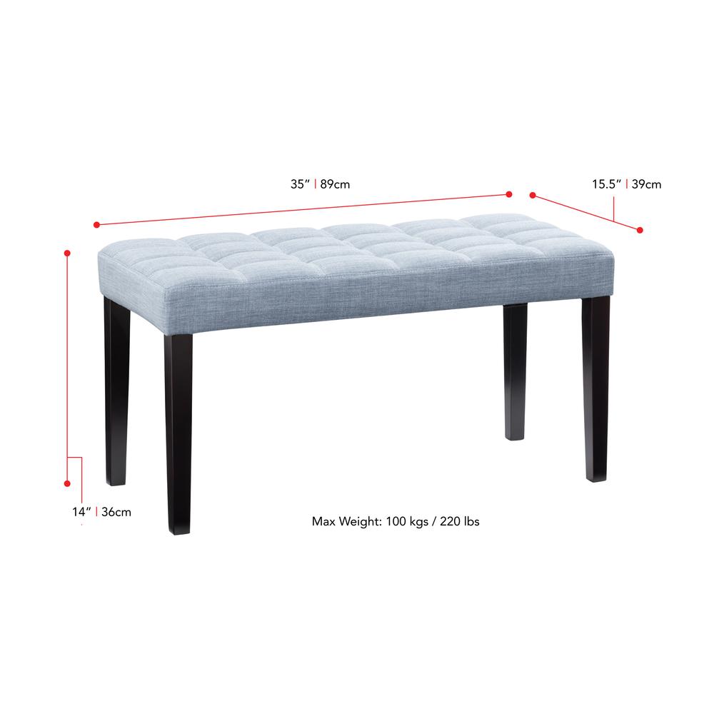 CorLiving California Fabric Tufted  Bench, Light Blue. Picture 6
