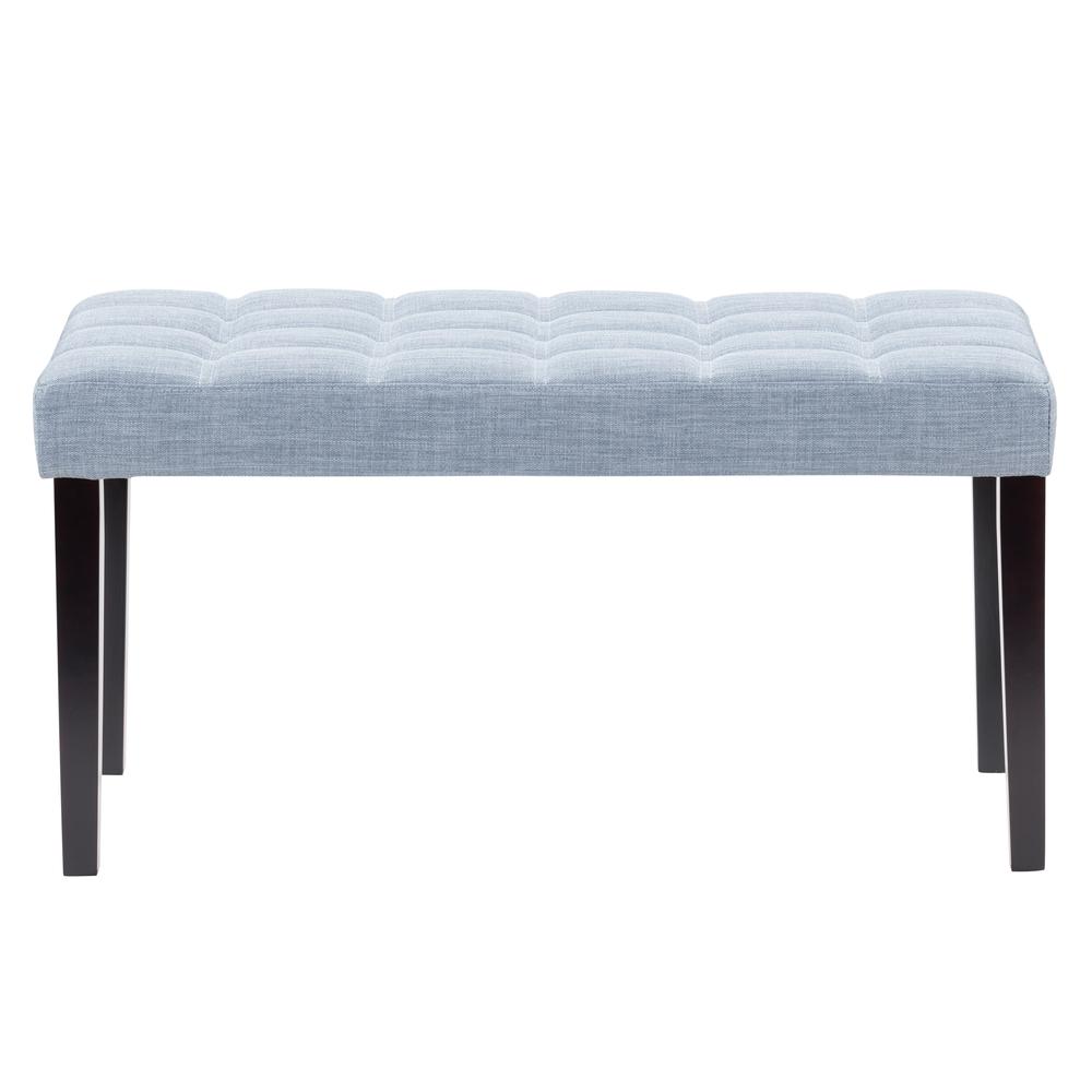CorLiving California Fabric Tufted  Bench, Light Blue. Picture 1