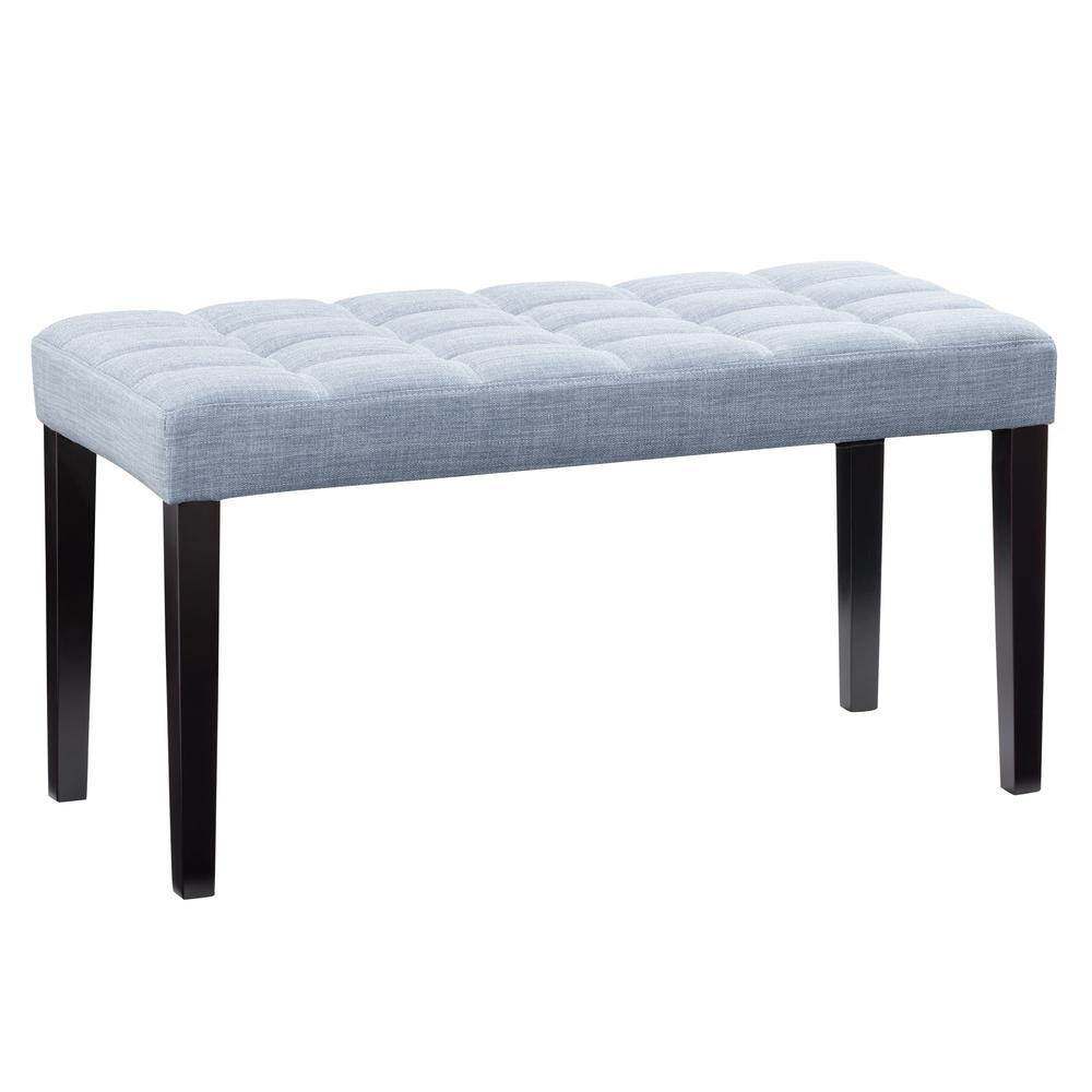 CorLiving California Fabric Tufted  Bench, Light Blue. Picture 3