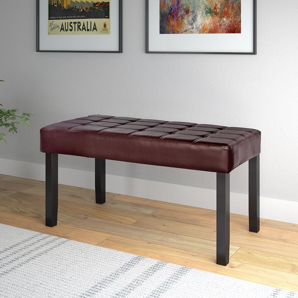 California 24 Panel Bench in Brown Leatherette. Picture 3