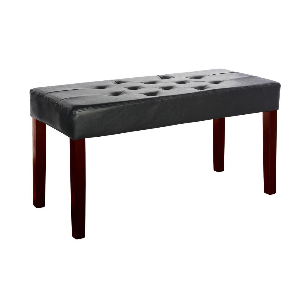 Fresno 12 Panel Bench in Black Leatherette. Picture 1