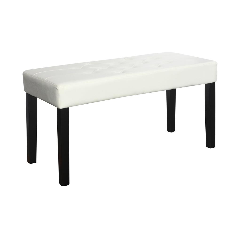 Fresno 12 Panel Bench in  White Leatherette. Picture 1