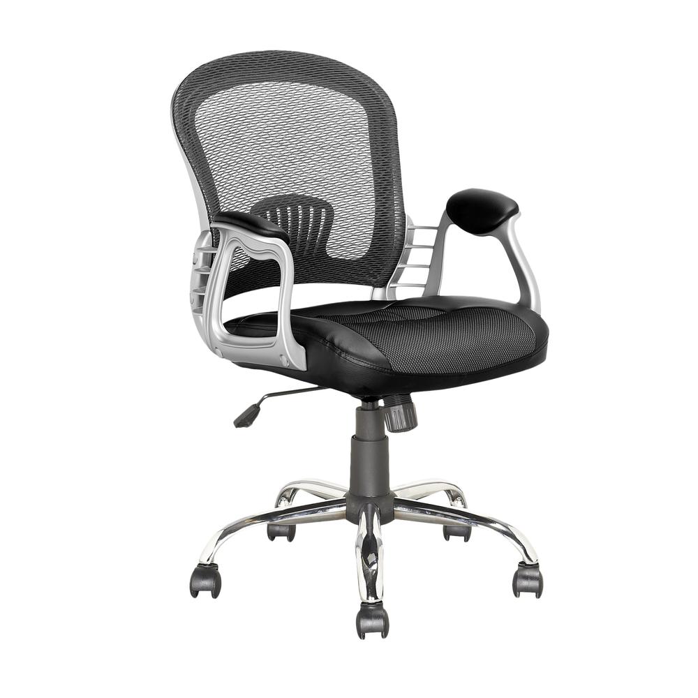 Workspace Office Chair in Black Leatherette and Mesh. Picture 1