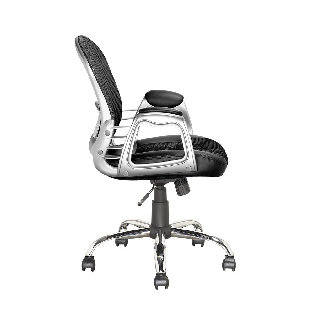 Workspace Office Chair in Black Leatherette and Mesh. Picture 4