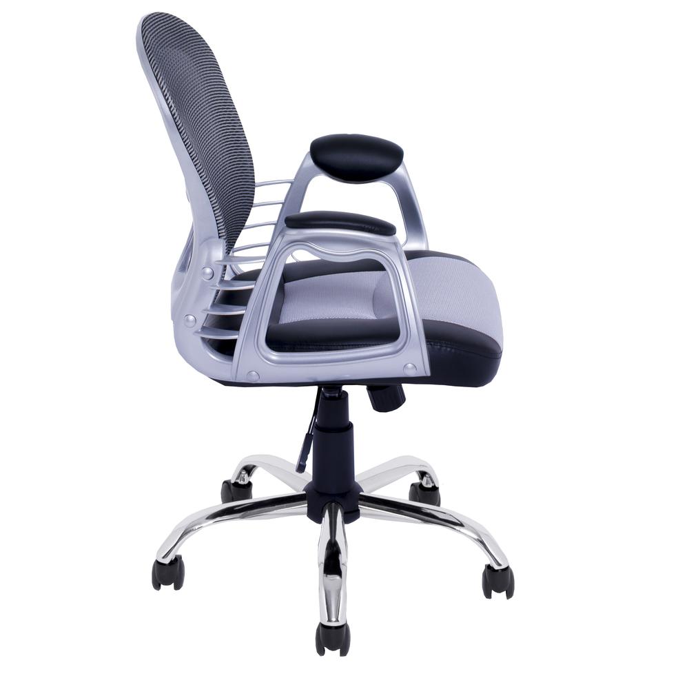 Workspace Office Chair in Black Leatherette and Grey Mesh. Picture 2