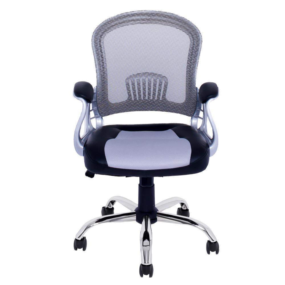 Workspace Office Chair in Black Leatherette and Grey Mesh. Picture 3