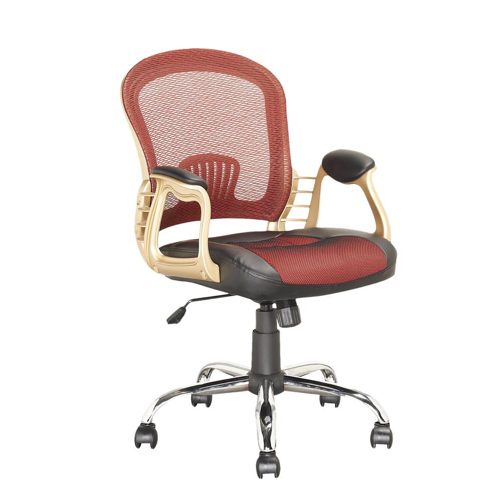 Workspace Office Chair in Black Leatherette and Red Mesh. The main picture.
