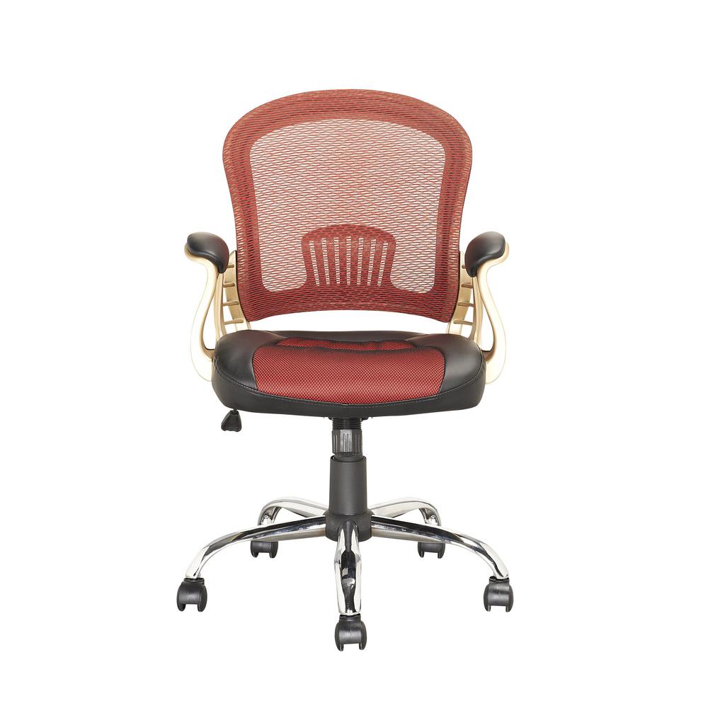 Workspace Office Chair in Black Leatherette and Red Mesh. Picture 5