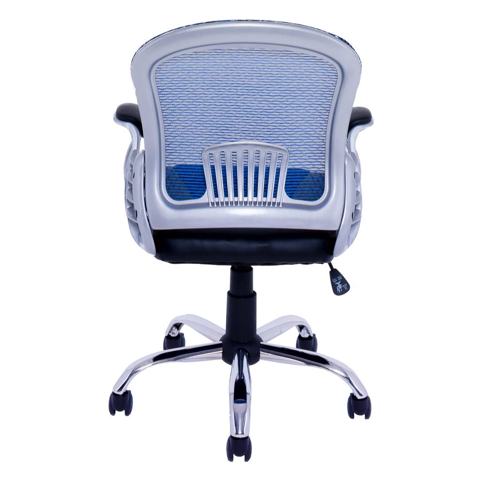 Workspace Office Chair in Black Leatherette and Blue Mesh. Picture 4