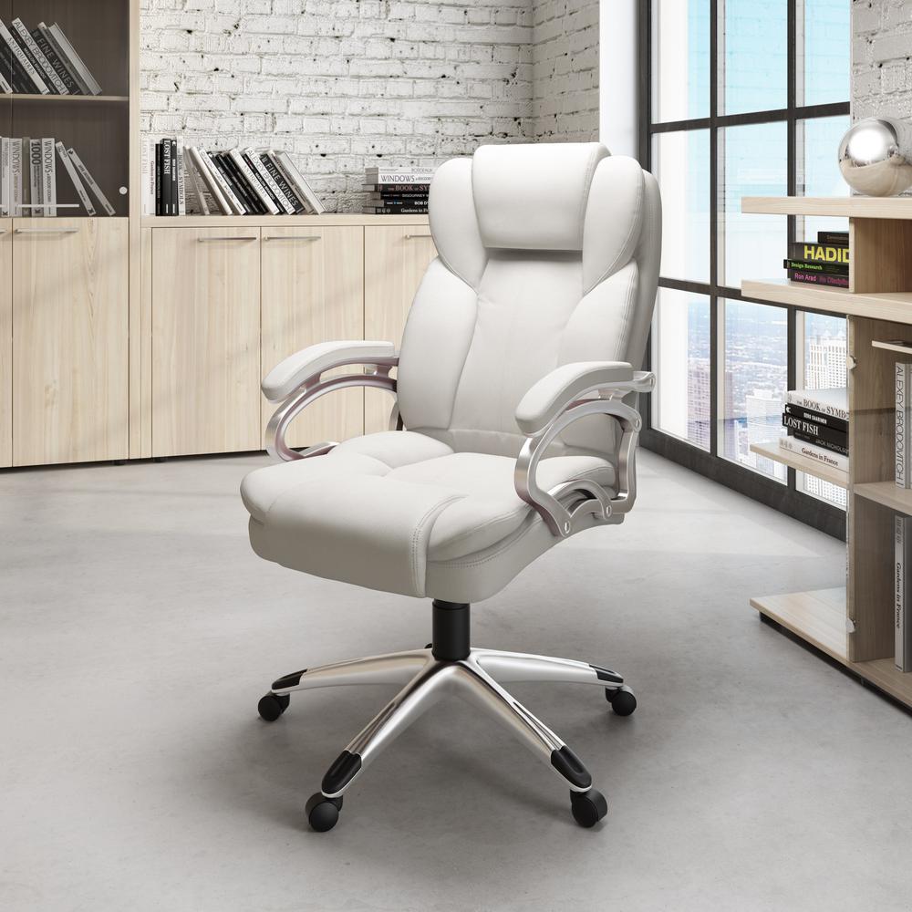 Workspace Executive Office Chair in White Leatherette. Picture 3