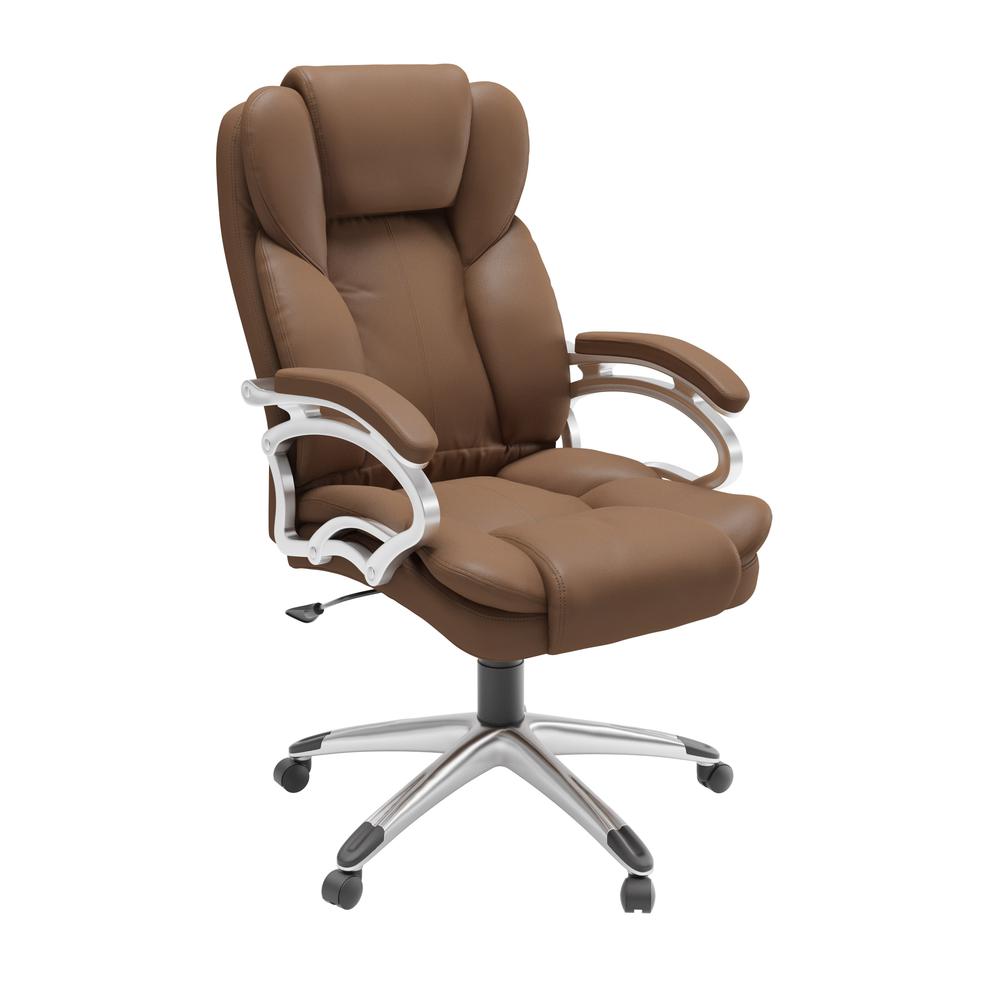 Executive Office Chair in Caramel Brown Leatherette. Picture 1