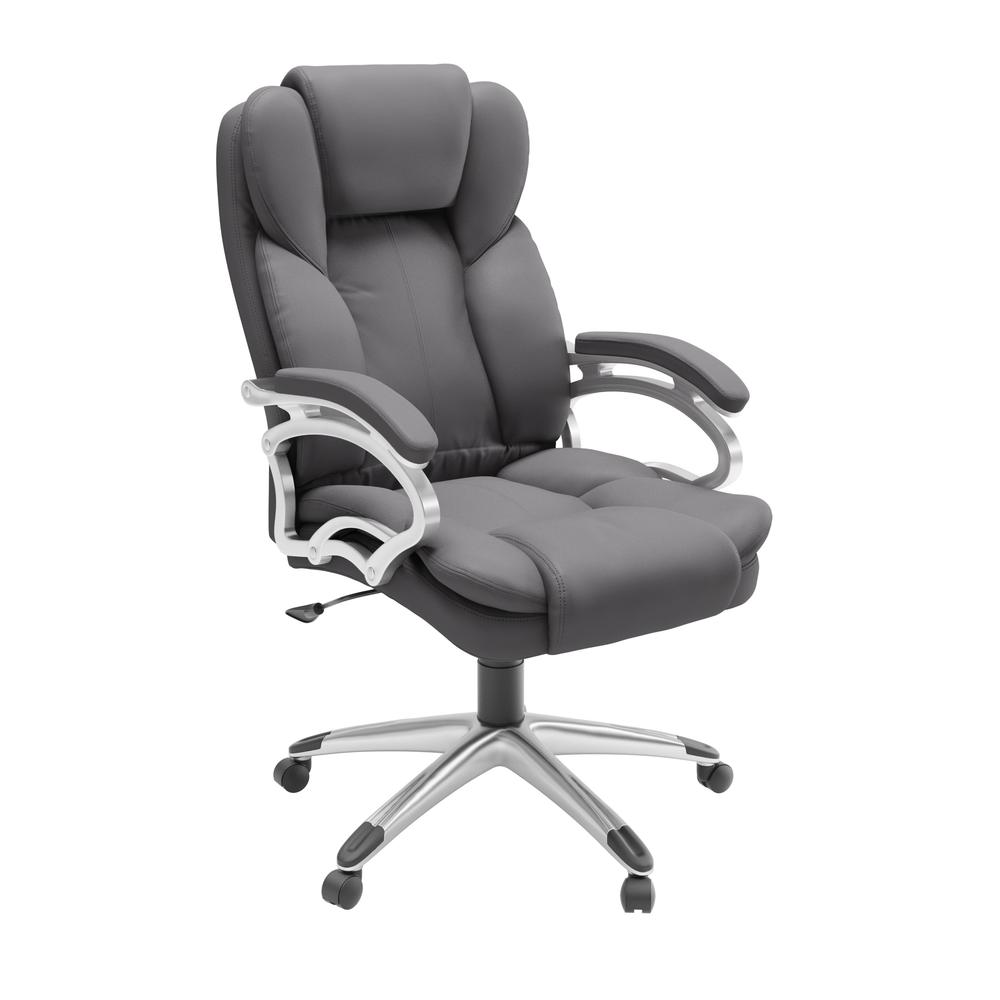 Executive Office Chair in Steel Grey Leatherette. Picture 1