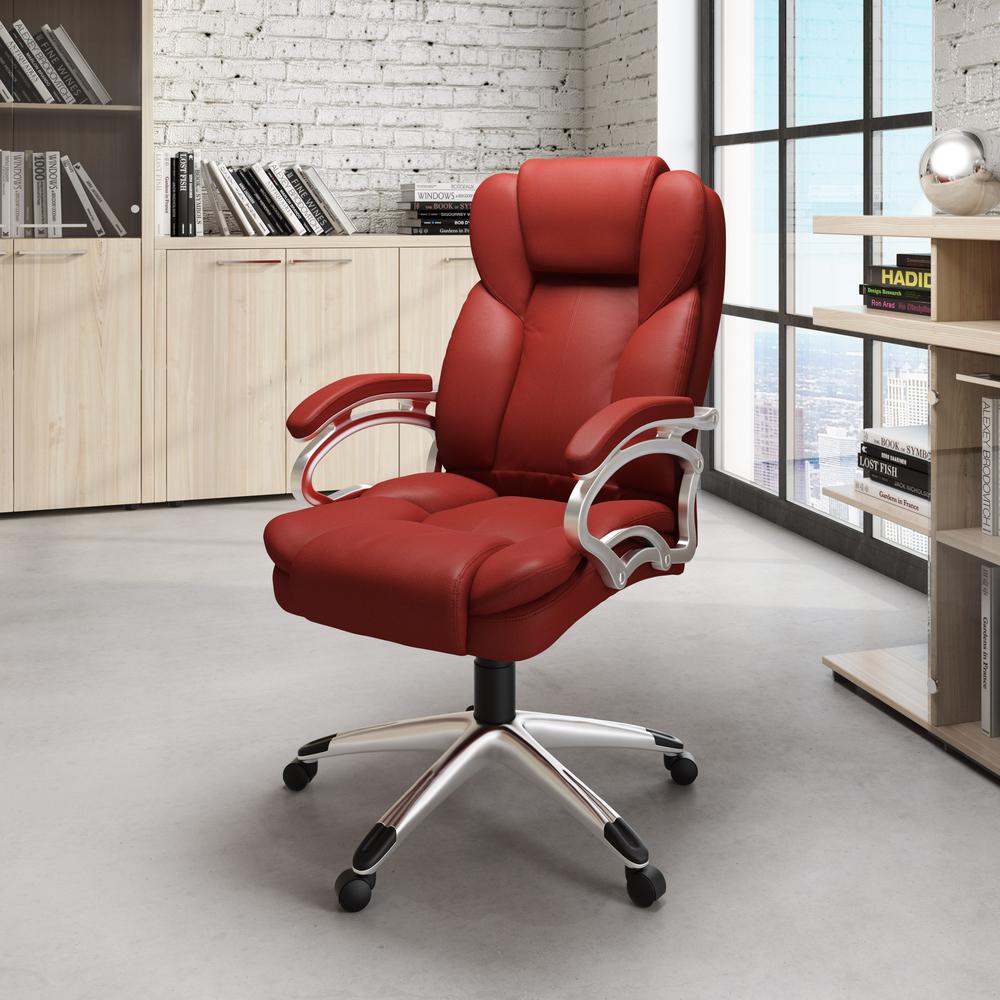 Executive Office Chair in Brick Red Leatherette. Picture 4