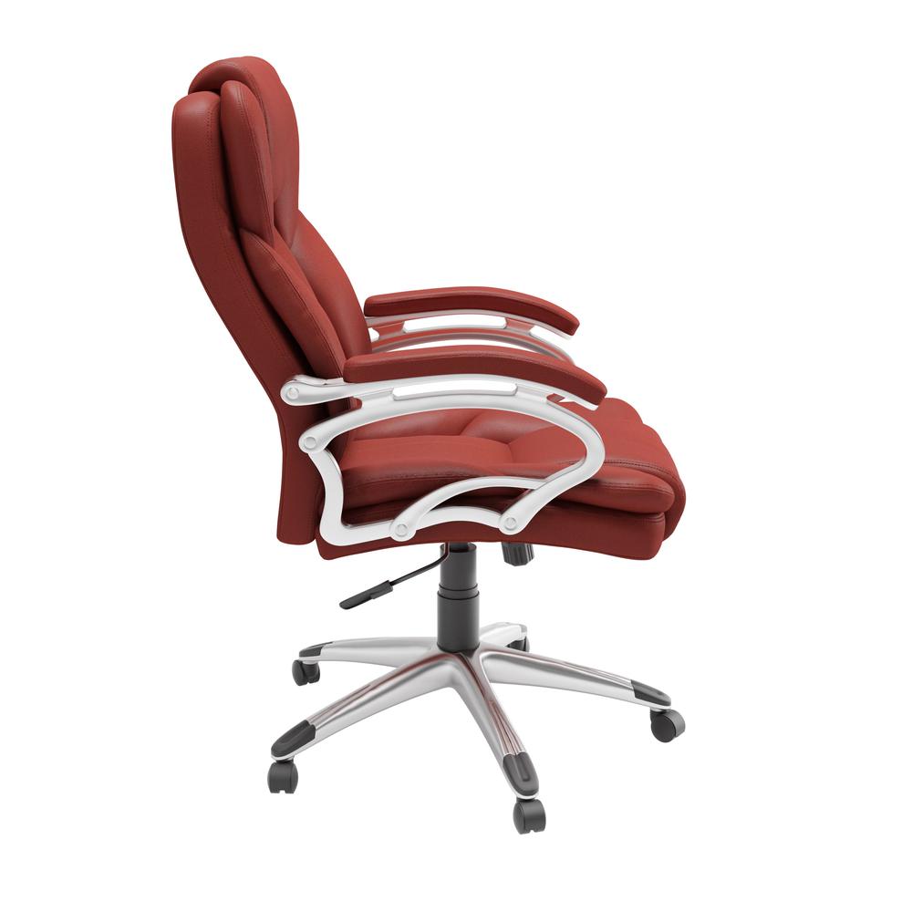 Executive Office Chair in Brick Red Leatherette. Picture 2