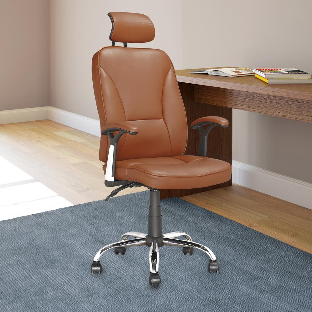 Workspace Executive Reclining Office Chair in Light Brown Leatherette. Picture 2