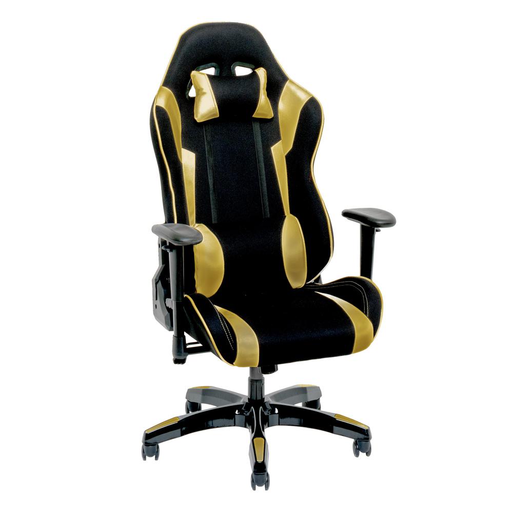 Black and Gold High Back Ergonomic Gaming Chair. The main picture.