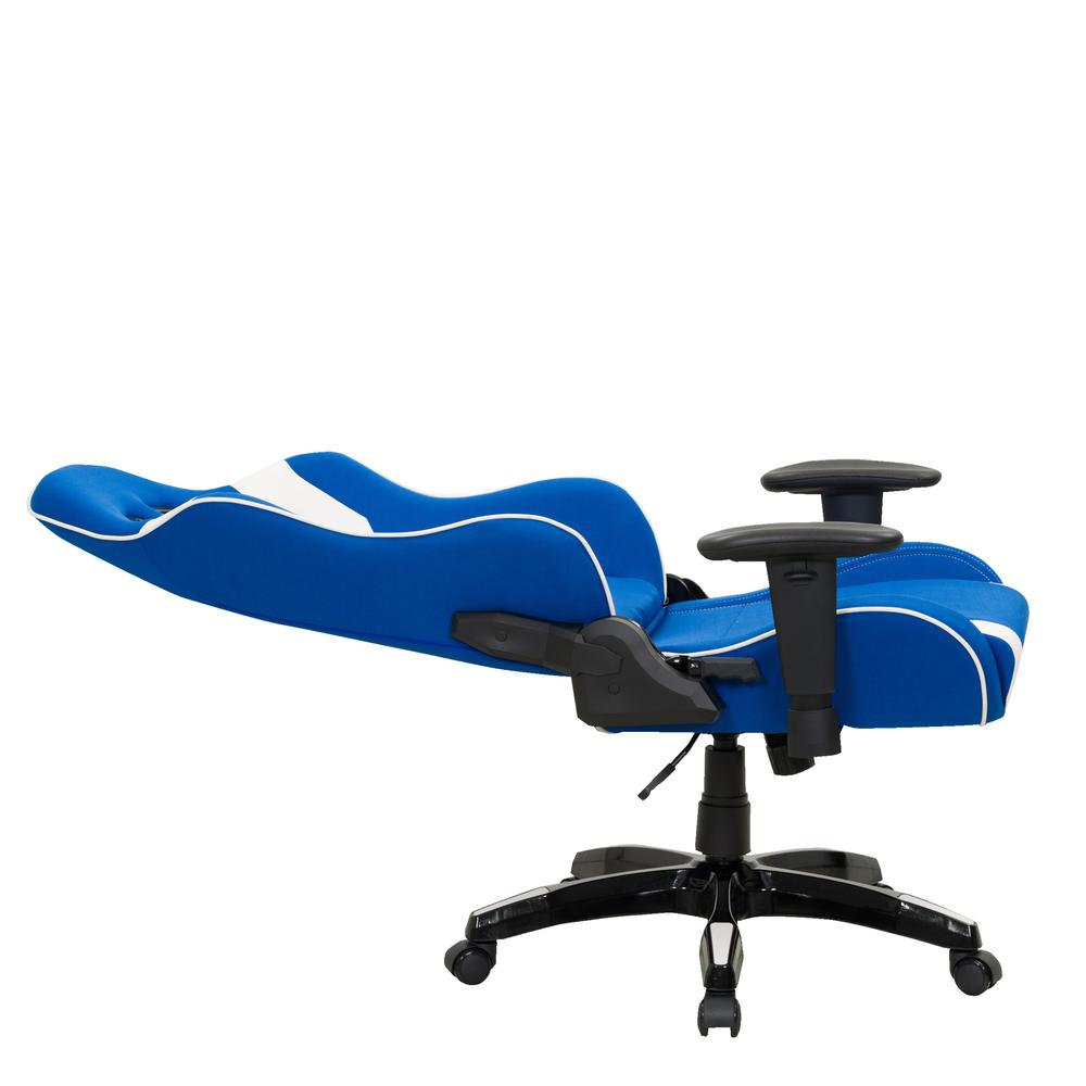 Blue and White High Back Ergonomic Gaming Chair. Picture 4