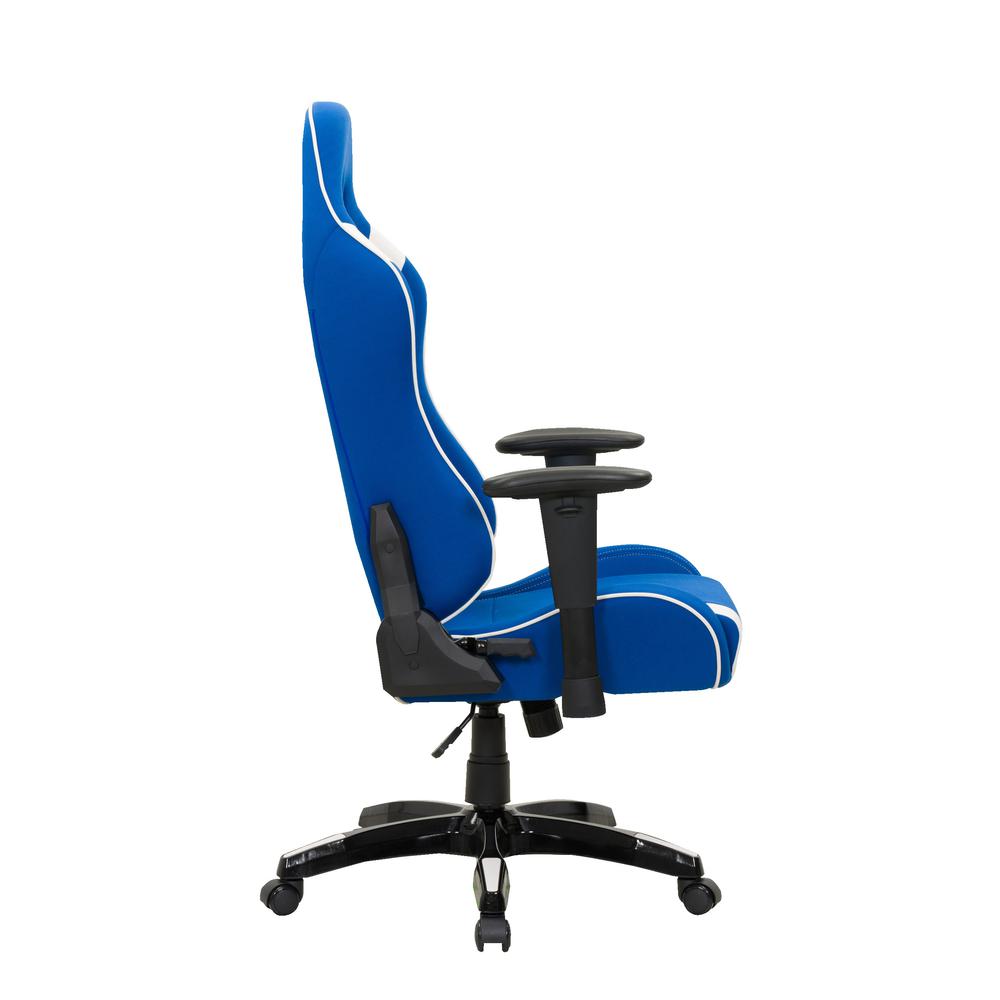 Blue and White High Back Ergonomic Gaming Chair. Picture 5