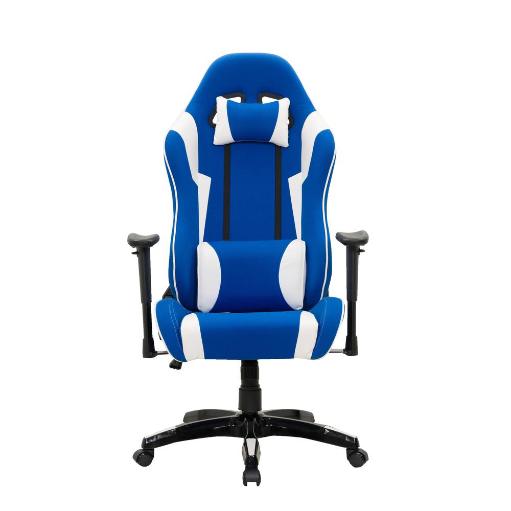 Blue and White High Back Ergonomic Gaming Chair. Picture 6