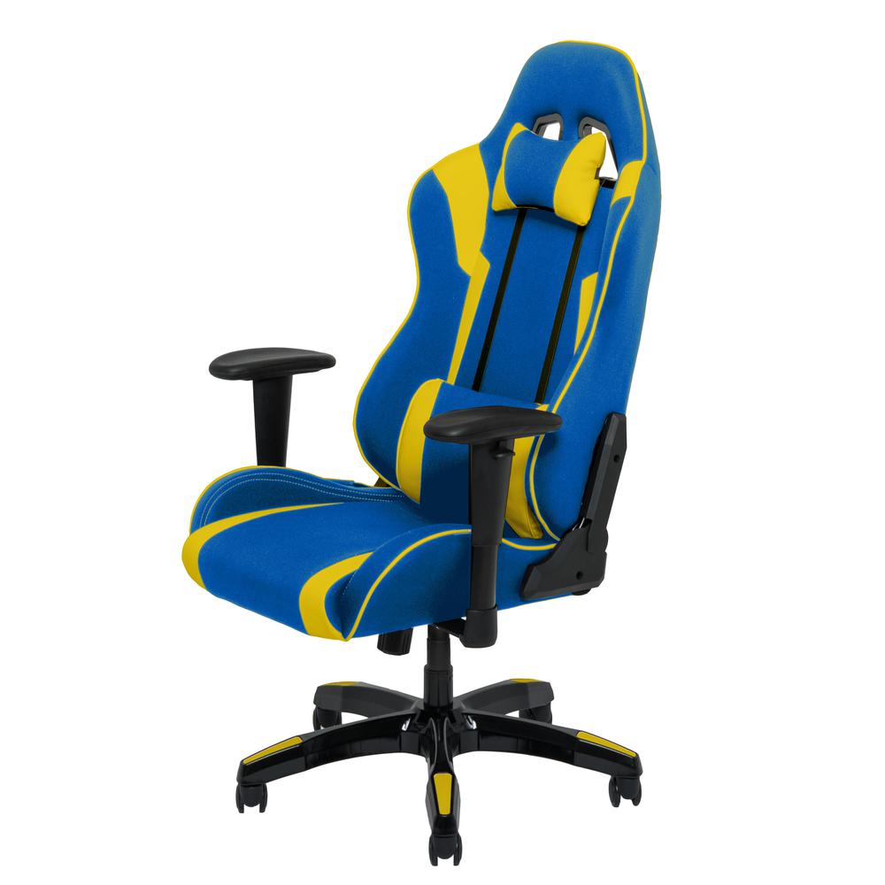 Blue and Yellow High Back Ergonomic Gaming Chair. Picture 2