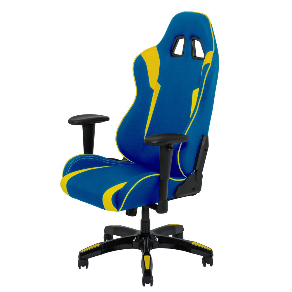 Blue and Yellow High Back Ergonomic Gaming Chair. Picture 3