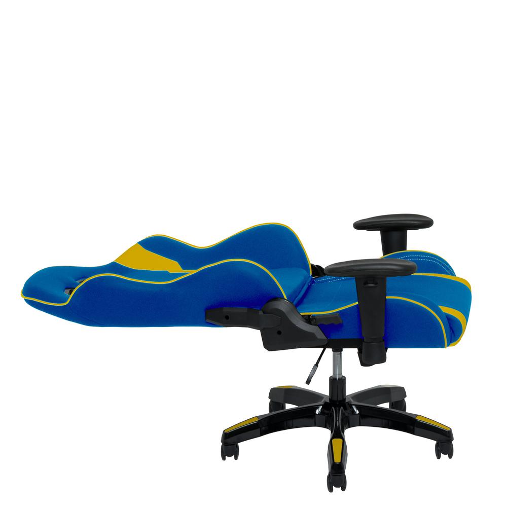 Blue and Yellow High Back Ergonomic Gaming Chair. Picture 4