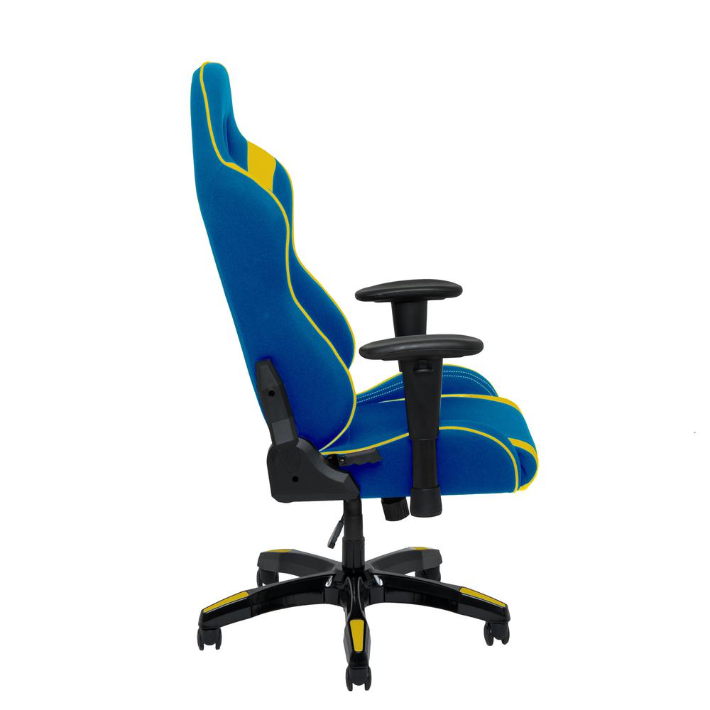 Blue and Yellow High Back Ergonomic Gaming Chair. Picture 5
