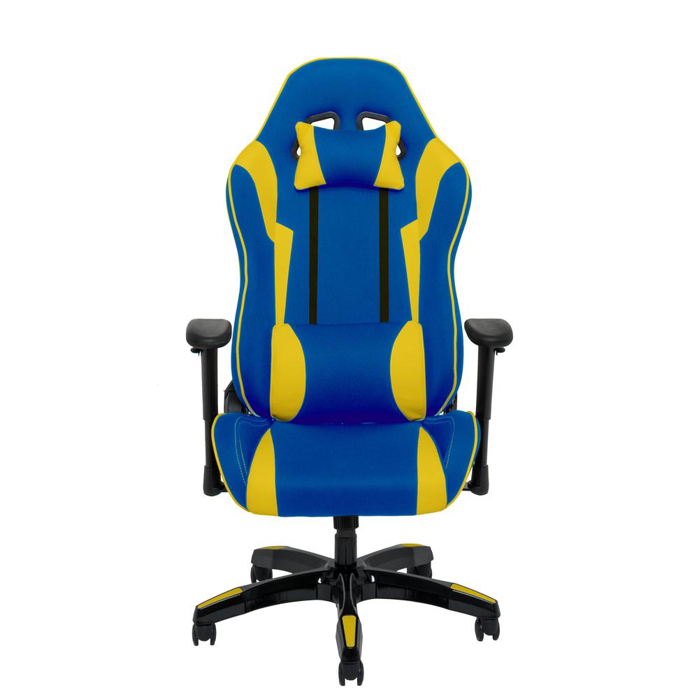 Blue and Yellow High Back Ergonomic Gaming Chair. Picture 6