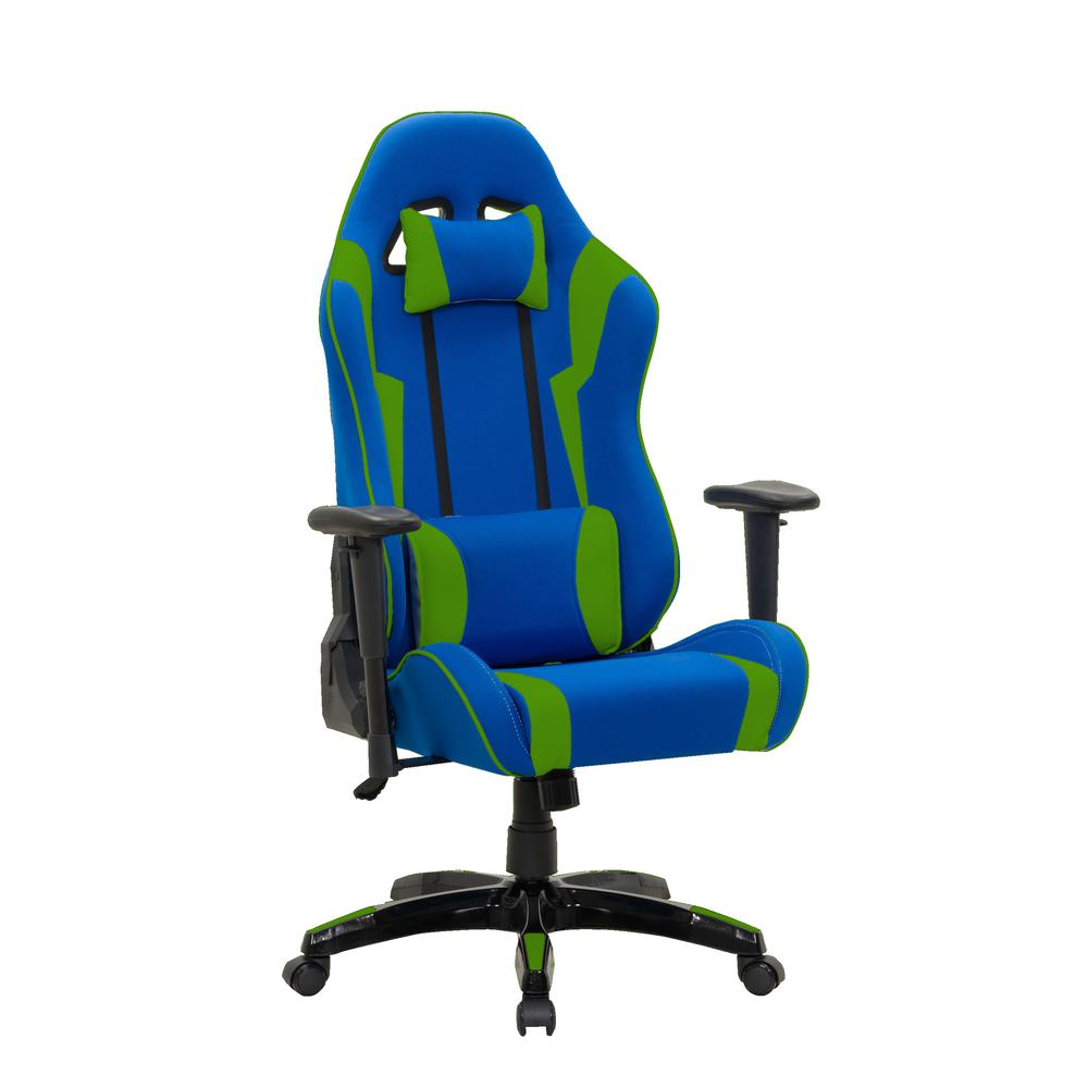 Blue and Green High Back Ergonomic Gaming Chair. The main picture.