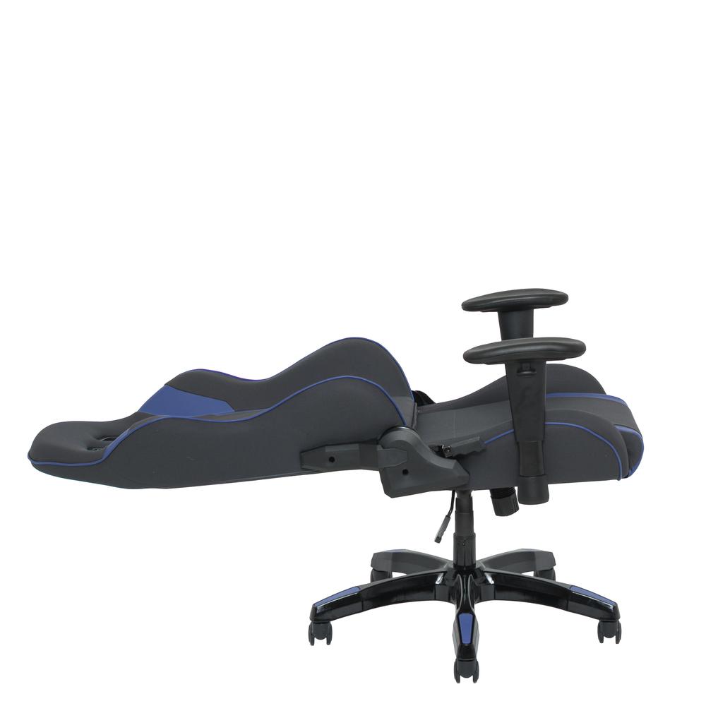 Grey and Blue High Back Ergonomic Gaming Chair, Height Adjustable Arms. Picture 4
