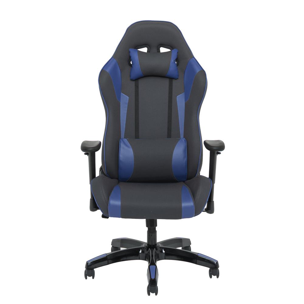 Grey and Blue High Back Ergonomic Gaming Chair, Height Adjustable Arms. Picture 6