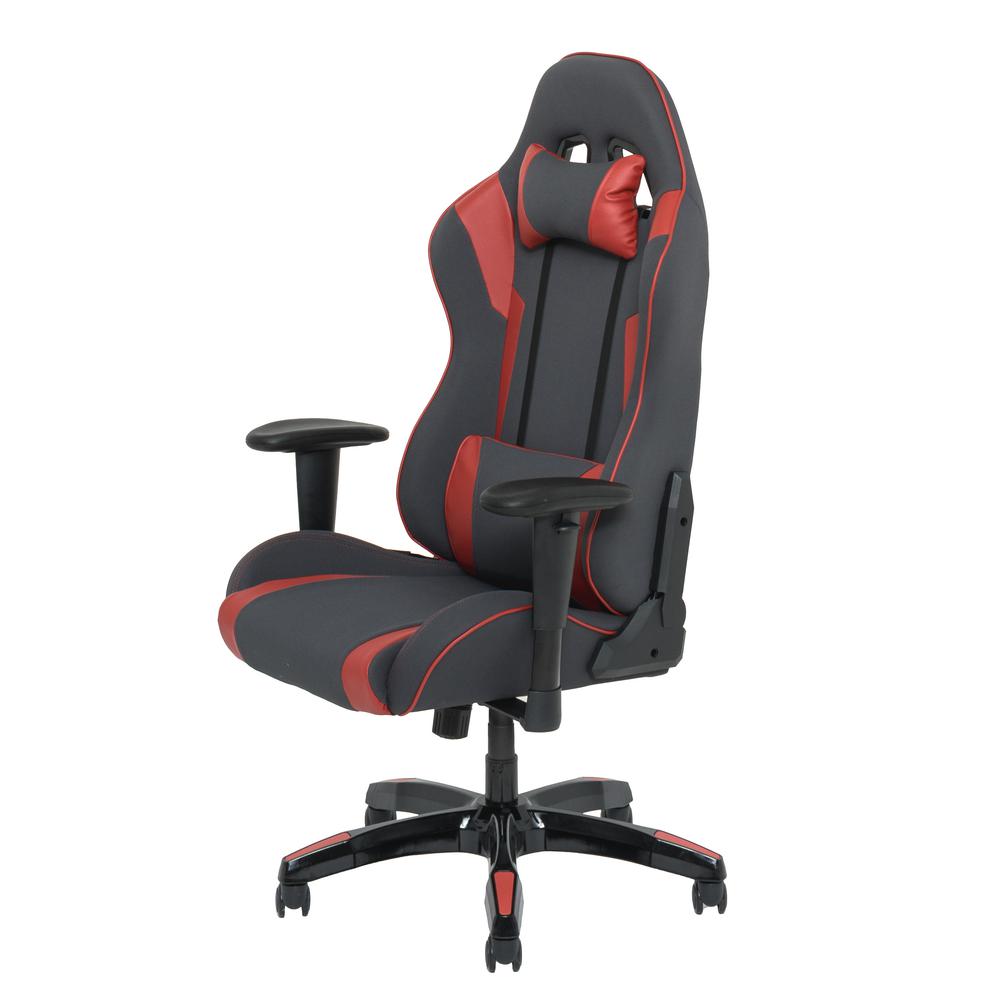 Grey and Red High Back Ergonomic Gaming Chair, Height Adjustable Arms. Picture 2