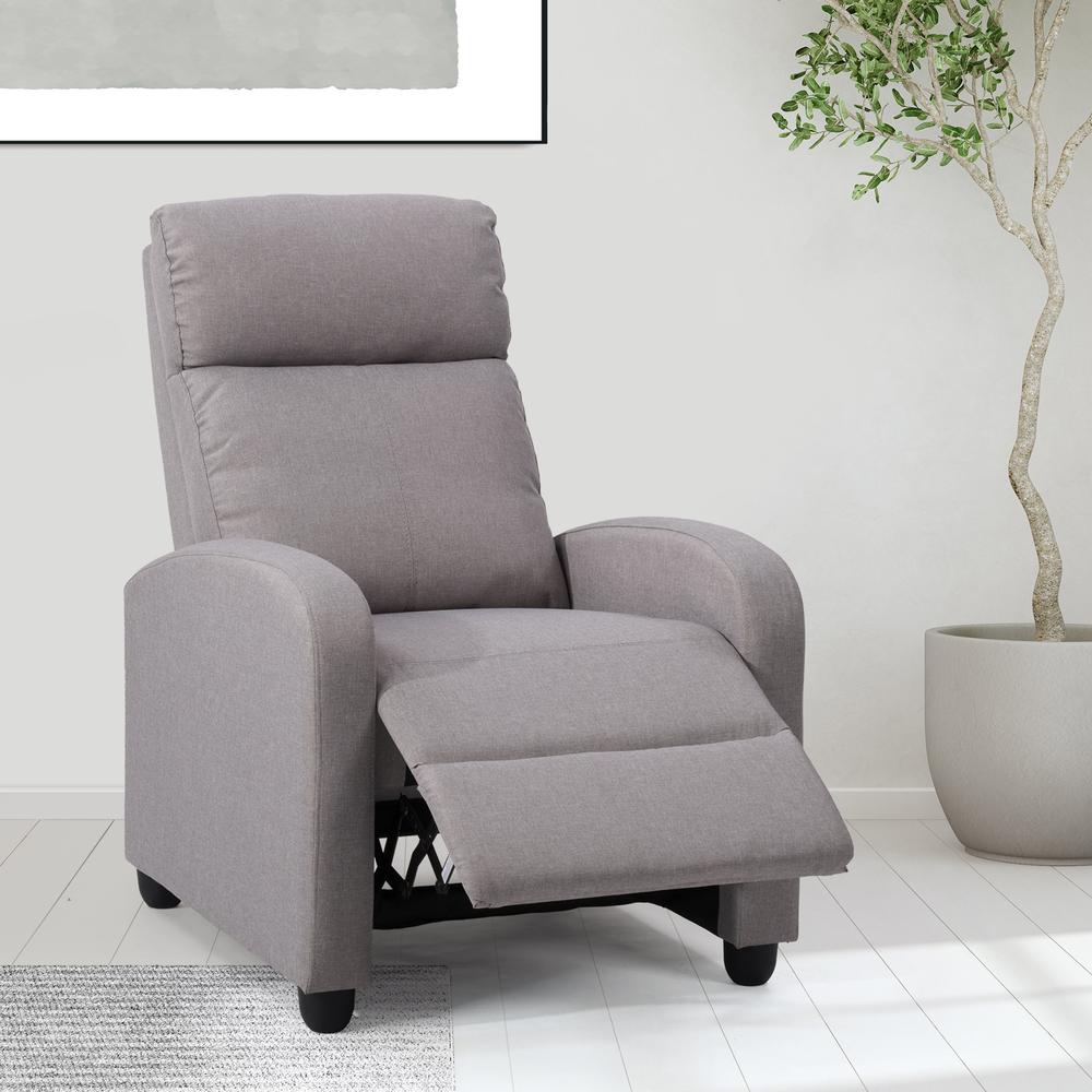 CorLiving Oren Polyester Recliner in Light Grey. Picture 2