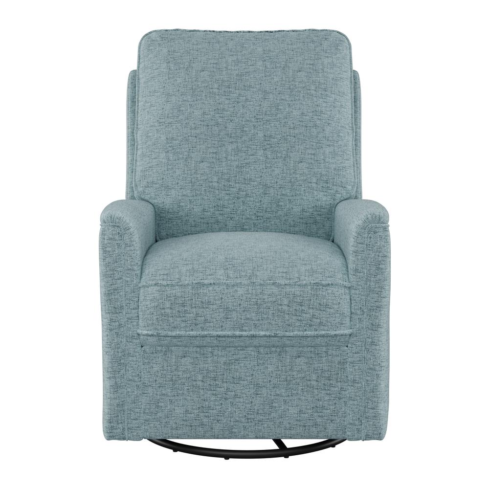 CorLiving Swivel Glider Recliner Chair, Blue. Picture 1