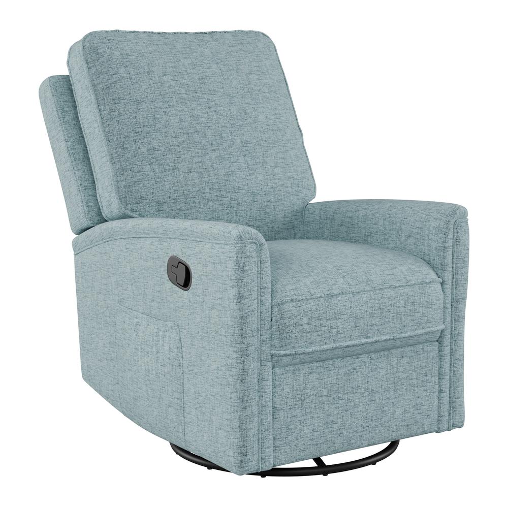 CorLiving Swivel Glider Recliner Chair, Blue. Picture 3